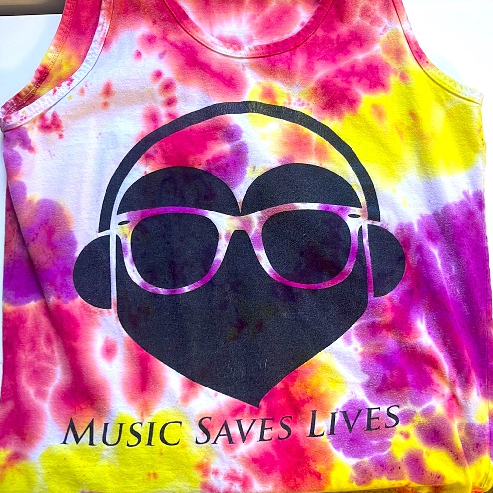 “Music Saves Lives” Homemade Tie Dye Tank Top